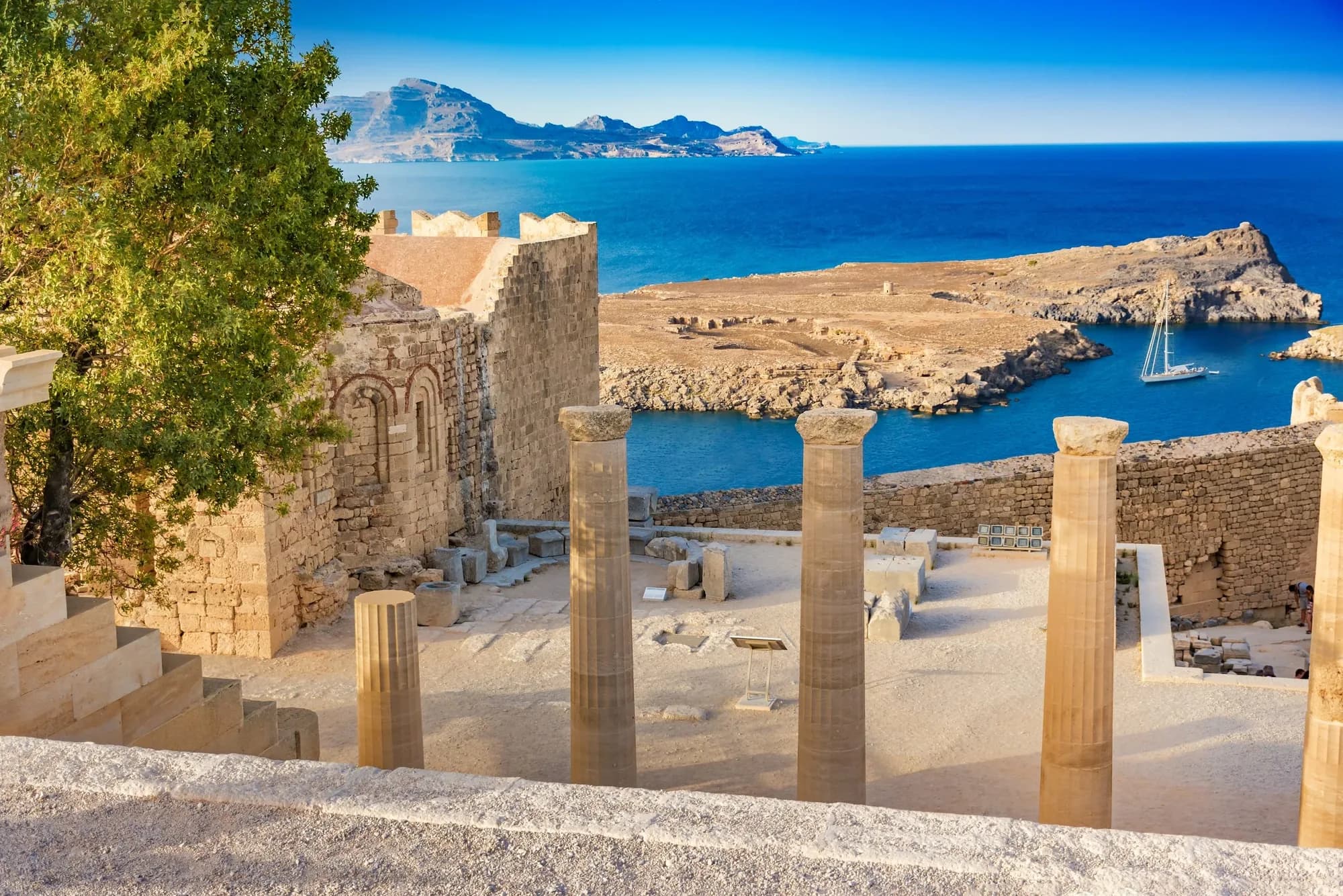 Lindos Acropolis above whitewashed houses