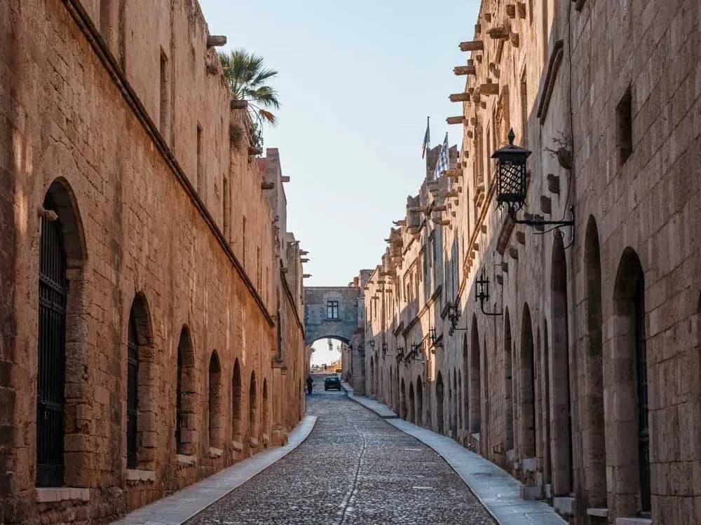 The cobbled Street of the Knights in the medieval town